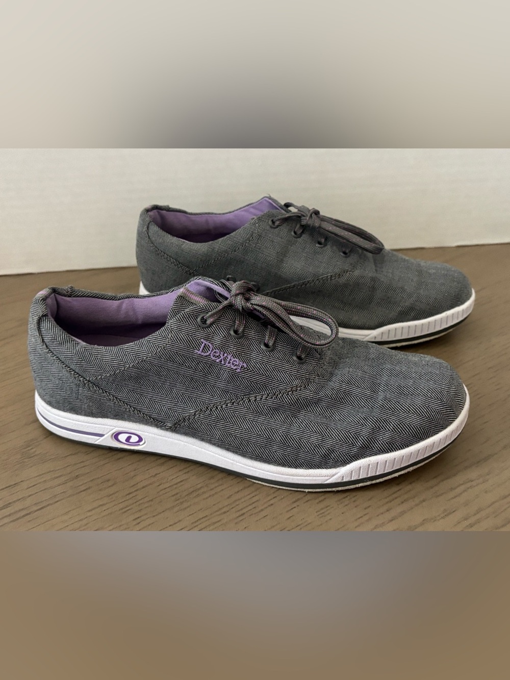 Dexter Gray Herringbone Canvas Lace-Ups with Lavender Lining